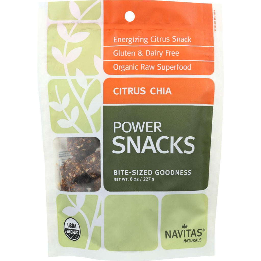 Navitas Naturals Snacks - Organic - Power - Citrus Chia - Gluten Free - 8 Oz - Case Of 12