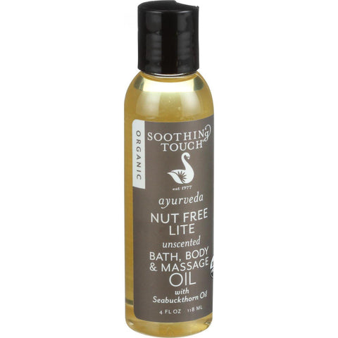 Soothing Touch Bath Body And Massage Oil - Organic - Ayurveda - Nut Free Lite - Unscented - 4 Oz