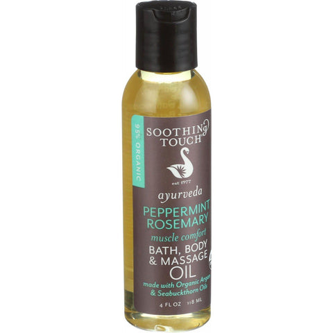Soothing Touch Bath Body And Massage Oil - Organic - Ayurveda - Peppermint Rosemary - Muscle Comfort - 4 Oz