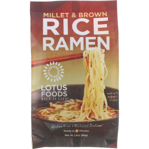 Lotus Foods Ramen - Organic - Millet And Brown Rice - With Miso Soup - 2.8 Oz - Case Of 10