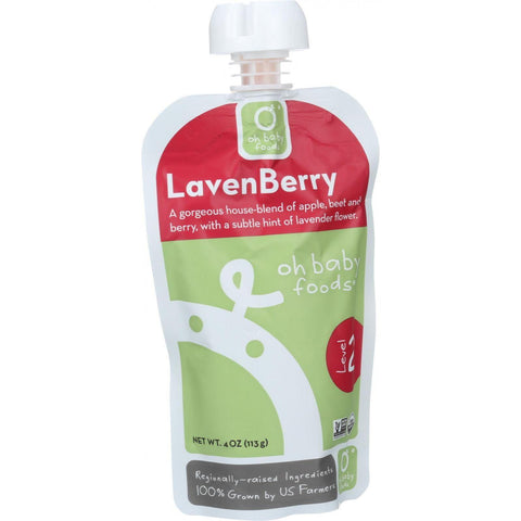 Oh Baby Foods Organic Baby Food - Textured Puree - Level 2 - Lavenberry - 4 Oz - Case Of 6