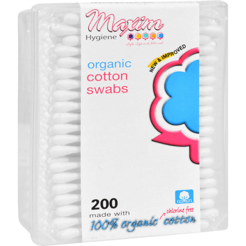 Maxim Hygiene Products Organic Cotton Swabs - Matchbox Pack - 200 Ct