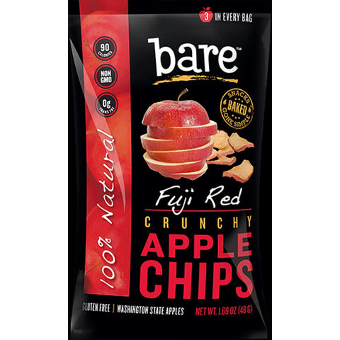 Bare Fruit All Natural Crunchy Apple Chips - Fuji Red - Case Of 24