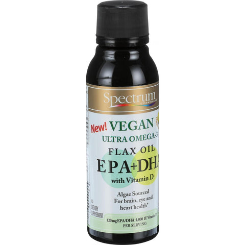 Spectrum Essentials Flax Oil - Ultra Omega 3 - Epa Plus Dha With Vitamin D - Vegan - 8 Oz