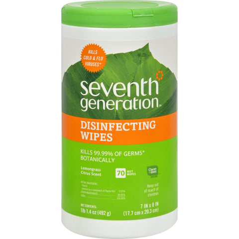 Seventh Generation Disinfecting Wipes Lemongrass And Citrus - 70 Wipes