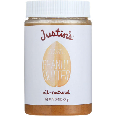 Justins Nut Butter Peanut Butter - Classic - Jar - 16 Oz - Case Of 12