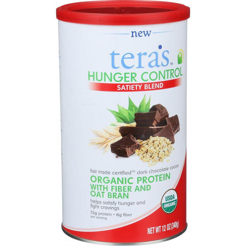 Tera's Whey Hunger Control - Sateity Blend - Fair Trade Certified Dark Chocolate Cocoa - 12 Oz