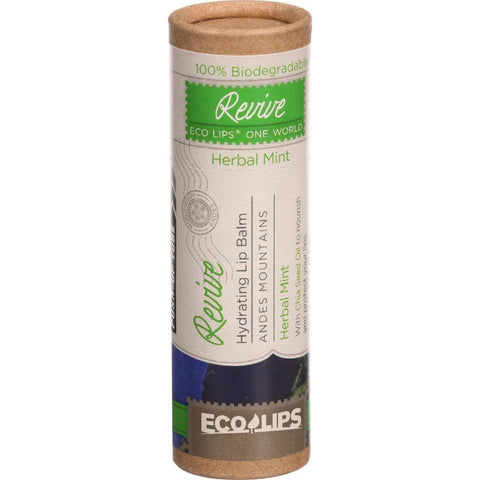 Ecolips Organic Lip Balm - One World Eco Tube - Revive - Hydrating - Herbal Mint - .3 Oz - Case Of 15