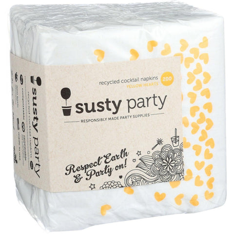 Susty Party Napkins - Compostable - Cocktail - Yellow - 200 Count - Case Of 4
