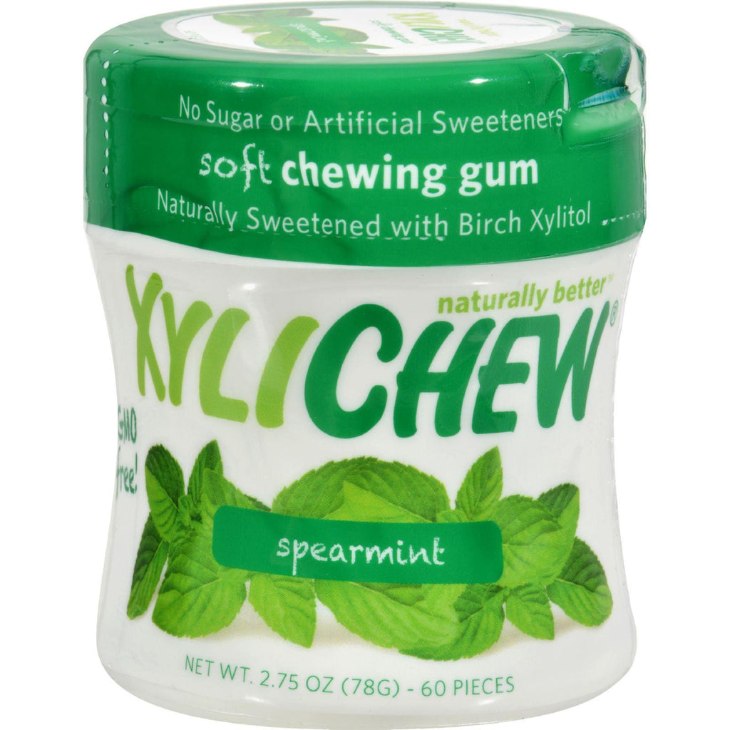 Xylichew Chewing Gum - Sugar Free Spearmint - 60 Piece Jar - Case Of 4