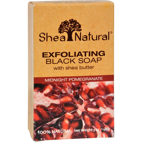 Shea Natural Black Soap - Shea Butter Exfoliating Midnight Pomegranate - 5 Oz