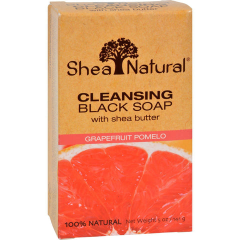 Shea Natural Black Soap - Shea Butter Cleansing Grapefruit Pomelo - 5 Oz