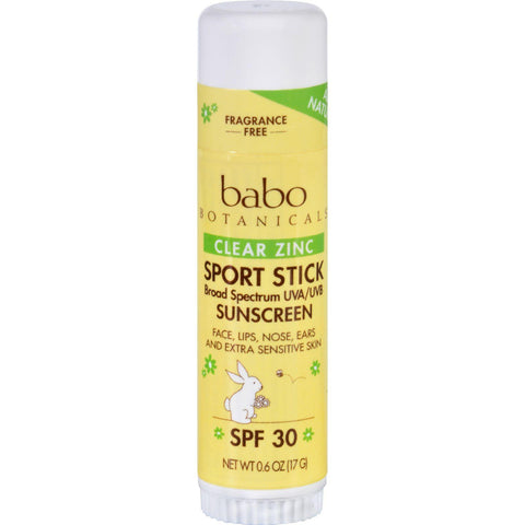 Babo Botanicals Clear Zinc Sport Stick - Unscented Spf 30 - .6 Oz - Case Of 12