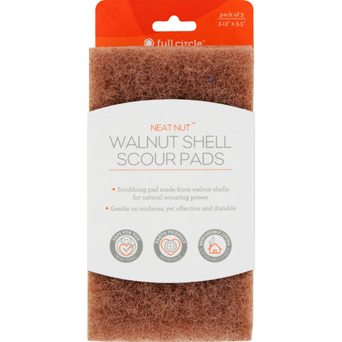 Full Circle Home Scour Pads - Neat Nut Walnut Shell - 3 Ct - Case Of 6