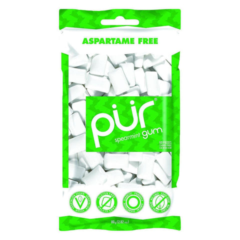 Pur Gum - Spearmint - Aspartame Free - 60 Pieces - 80 G - Case Of 12