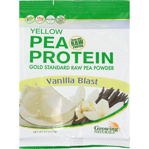Growing Naturals Pea Protein Powder - Vanilla Blast Single Serve Packet - .9 Oz - Case Of 12