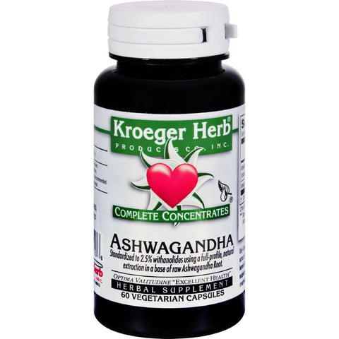 Kroeger Herb Ashwagandha - Complete Concentrate - 60 Vegetarian Capsules