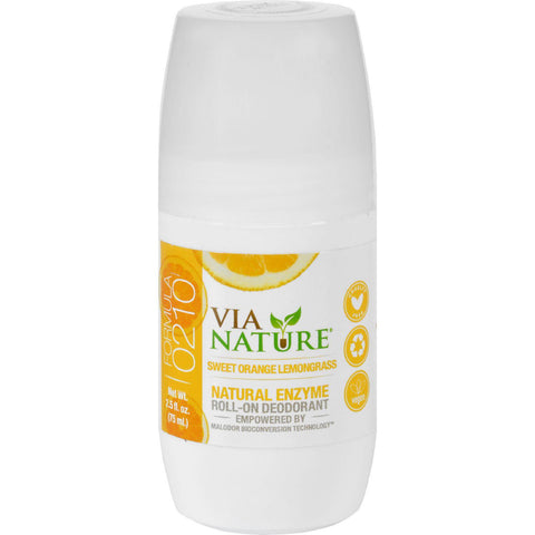 Via Nature Deodorant - Roll On - Sweet Orange Lemongrass - 2.5 Fl Oz