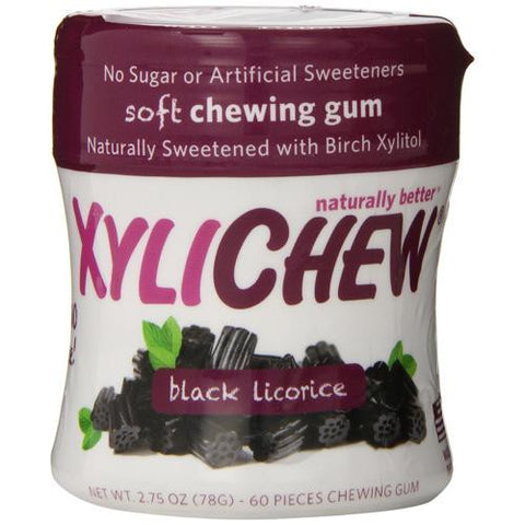 Xylichew Gum - Black Licorice - Jar - 60 Pieces - 1 Case