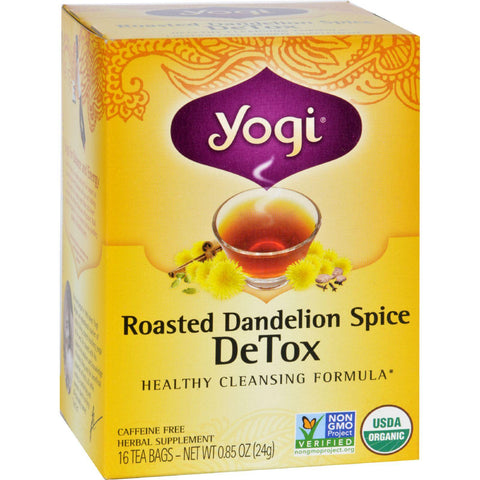 Yogi Tea - Organic - Roasted Dandelion Spice Detox - 16 Tea Bags - 1 Case