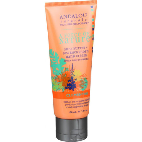Andalou Naturals Hand Cream - A Force Of Nature Shea Butter Plus Sea Buckthorn - Clementine - 3.4 Oz