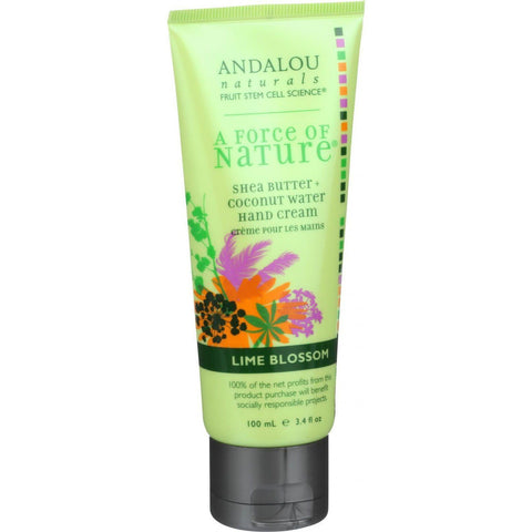 Andalou Naturals Hand Cream - A Force Of Nature Shea Butter Plus Coconut Water - Lime Blossom - 3.4 Oz