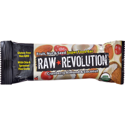 Raw Revolution Bar - Organic - Super Food - Cran Alm Ccnt - 1.6 Oz - 1 Case