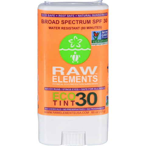 Raw Elements Sunscreen - Eco Tint - Stick - 30 Plus - .60 Oz