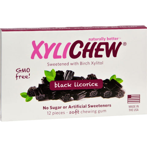 Xylichew Gum - Black Licorice - Counter Display - 12 Pieces - 1 Case
