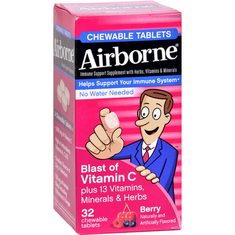 Airborne Chewable Tablets With Vitamin C - Berry - 32 Tablets