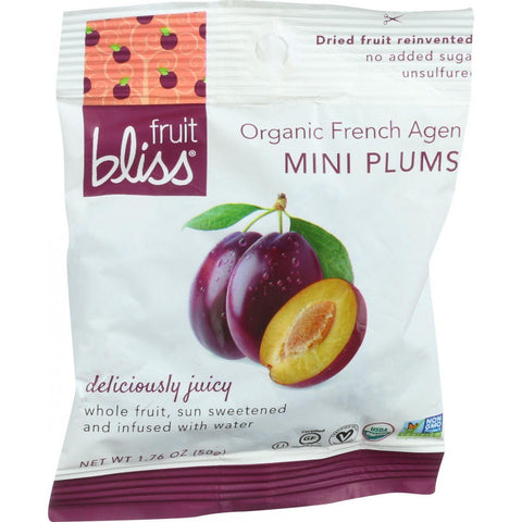 Fruit Bliss Organic Dried Plums - French Agen - Mini - 1.76 Oz - Case Of 12