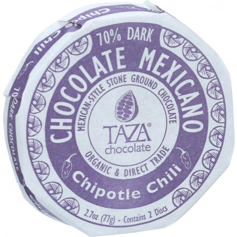 Taza Chocolate Organic Chocolate Mexicano Discs - 70 Percent Dark Chocolate - Chipotle Chili - 2.7 Oz - Case Of 12