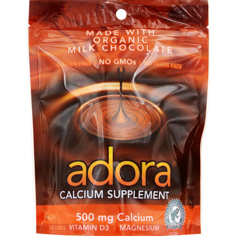 Adora Calcium Supplement Disk - Organic - Milk Chocolate - 30 Ct - 1 Case