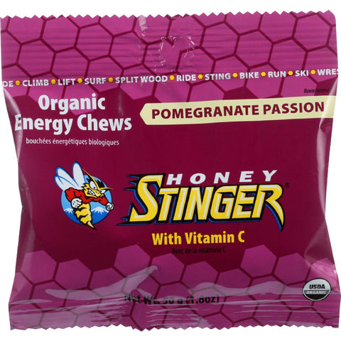 Honey Stinger Energy Chew - Organic - Pomegranate Passion Fruit - 1.8 Oz - Case Of 12