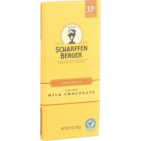 Scharffen Berger Chocolate Bar - Milk Chocolate - 33 Percent Cacao - Smooth - Creamy - 3 Oz Bars - Case Of 12