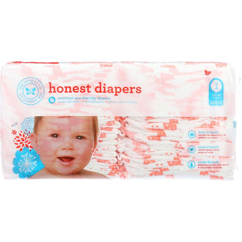 The Honest Company Diapers - Giraffes - Size 2 - Babies 12 To 18 Lbs - 40 Count - 1 Each