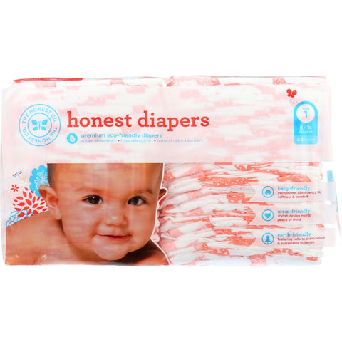 The Honest Company Diapers - Giraffes - Size 1 - Babies 8 To 14 Lbs - 44 Count - 1 Each