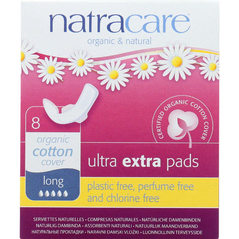Natracare  Ultra Extra Pads W-wings - Long - 8 Count