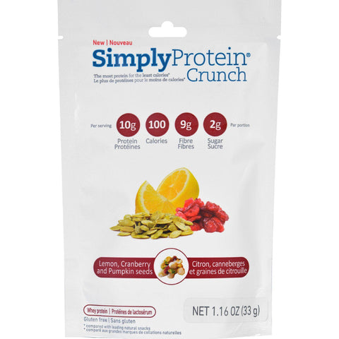 Simplyprotein Crunch - Lemon Cranberry Pumpkin Seed - 33 Grams - Pack Of 12