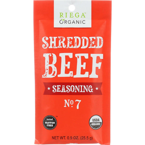 Riega Foods Seasoning - Organic - Shredded Beef - No. 7 - .9 Oz - Case Of 8