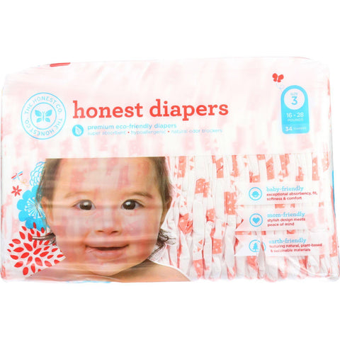 The Honest Company Diapers - Giraffes - Size 3 - Babies 16 To 28 Lbs - 34 Count - 1 Each