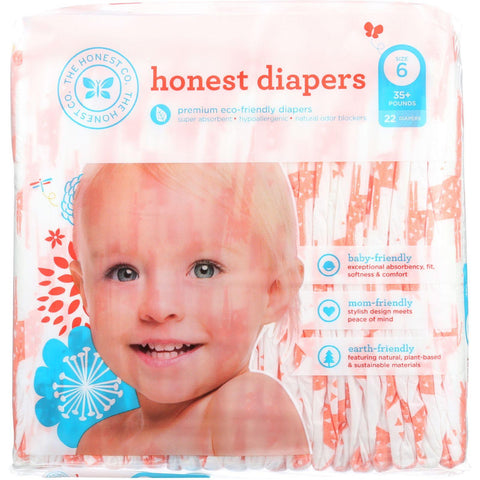 The Honest Company Diapers - Giraffes - Size 6 - Children 35 Plus Lbs - 22 Count - 1 Each