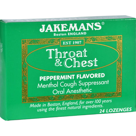 Jakemans Lozenge - Throat And Chest - Peppermint - 24 Count - 1 Case
