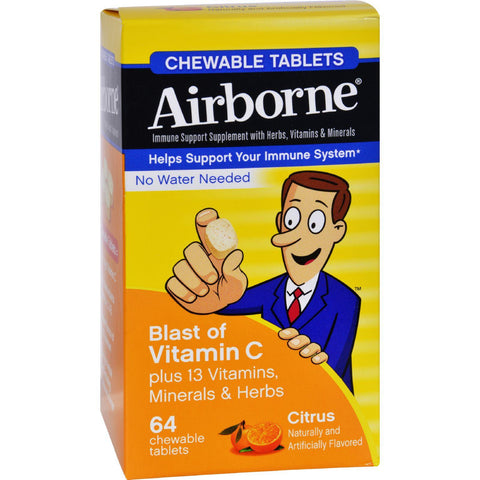 Airborne Chewable Tablets With Vitamin C - Citrus - 64 Tablets