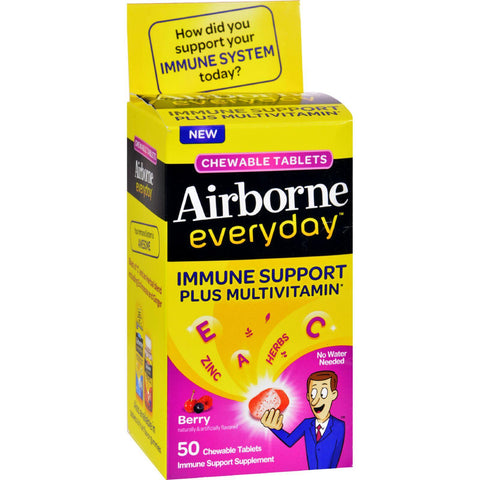 Airborne Everyday Chewable Multivitamin Tablets - Berry - 50 Count
