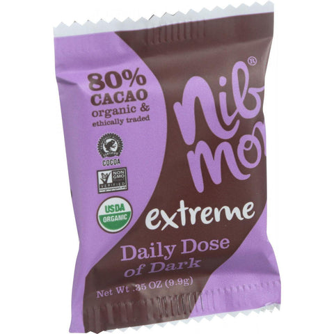 Nibmor Organic Daily Dose Of Dark - Extreme 80 Percent Cacao - .35 Oz - Case Of 60