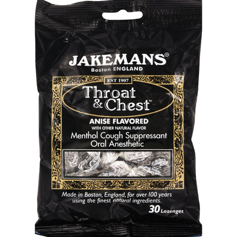 Jakemans Lozenge - Throat And Chest - Licorice - 30 Count