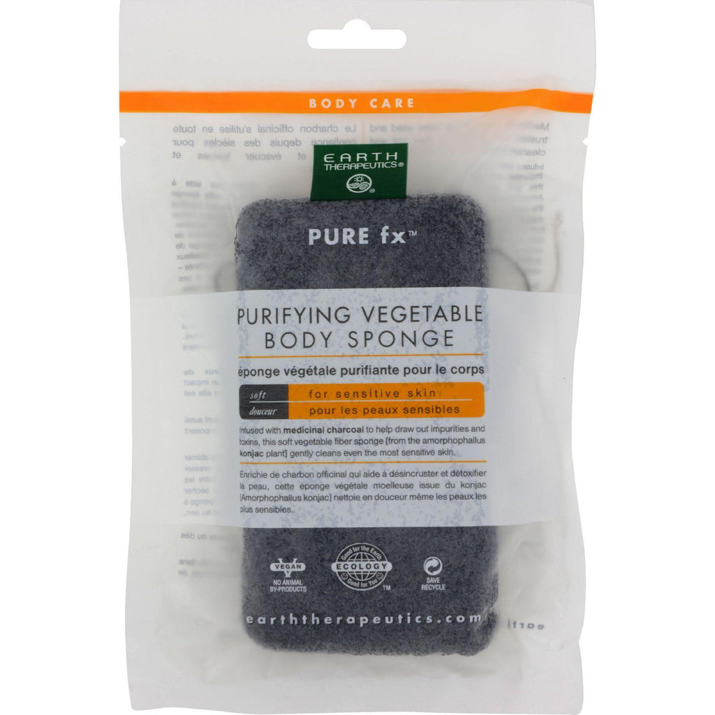 Earth Therapeutics Body Sponge - Purifying Vegetable - Medicinal Charcoal - 1 Count