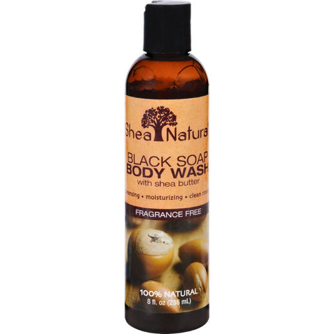 Shea Natural Body Wash - Black Soap - Fragrance Free - 8 Oz