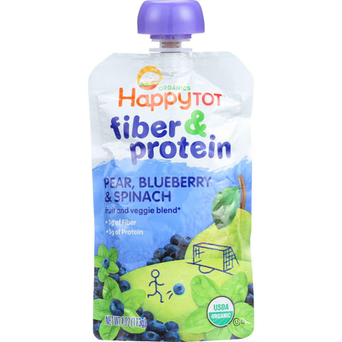 Happy Tot Toddler Food - Organic - Fiber And Protein - Stage 4 - Pear Blueberry And Spinach - 4 Oz - Case Of 16